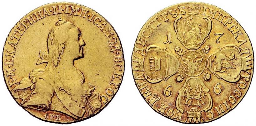 Picture 10 roubles 1766 year СПБ 