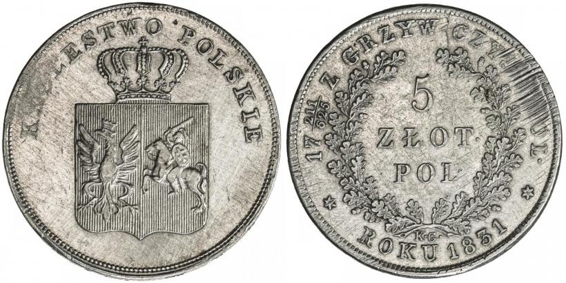Picture 5 złotych 1831 year KG "Polish uprising"