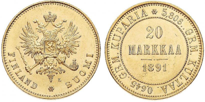 Picture 20 markkaa 1891 year L 