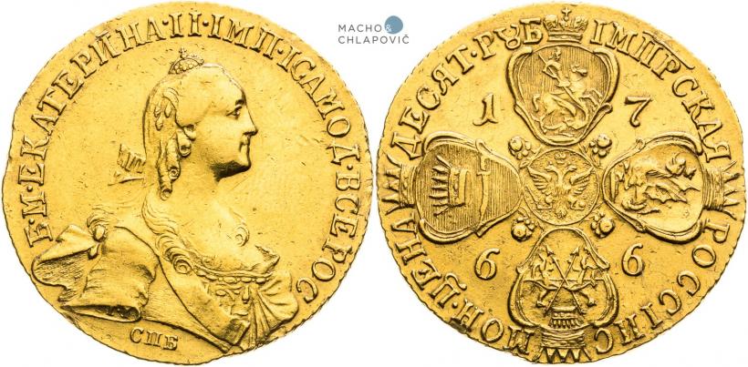 Picture 10 roubles 1766 year СПБ 