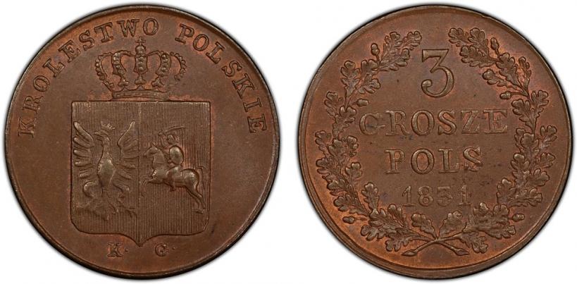 Фото 3 гроша 1831 года KG "Польское восстание"