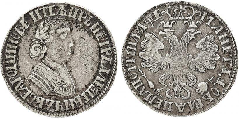 Фото Полтина 1705 года  "Портрет работы Ф. Алексеева"