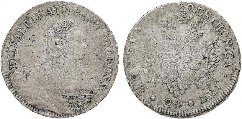 Фото 24 копейки 1757 года  "Ливонез"