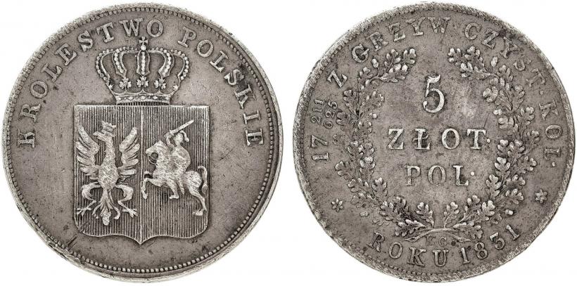 Picture 5 złotych 1831 year KG "Polish uprising"