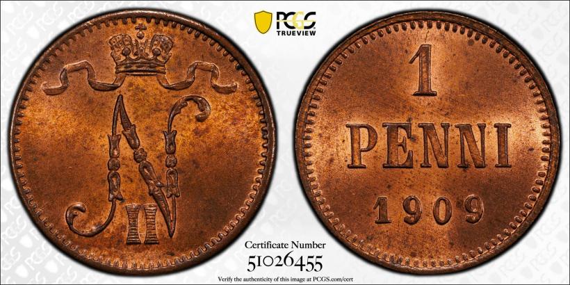 Picture 10 pennia 1909 year  