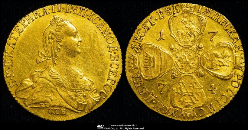 Picture 10 roubles 1774 year СПБ 