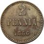 2 pennia 1866 year