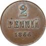 2 pennia 1866 year