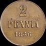 2 pennia 1866 year