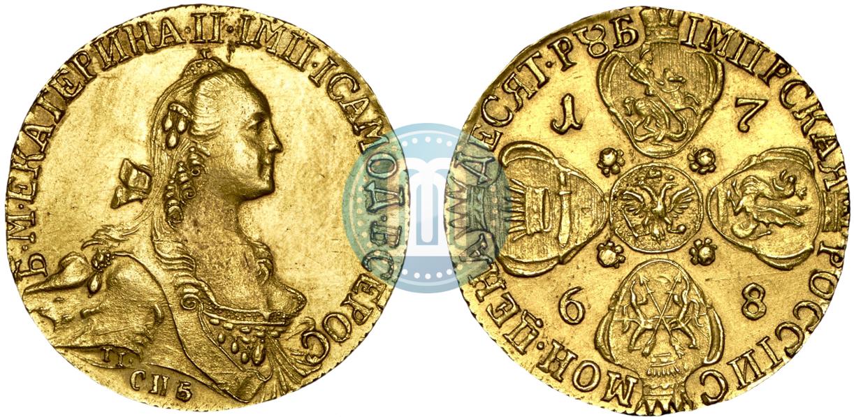 10 Rublej 1768 Goda Spb Cena Zolotoj Monety Ekateriny 2 Stoimost Na Aukcionah Portret Shire Gurt Shnur Vlevo
