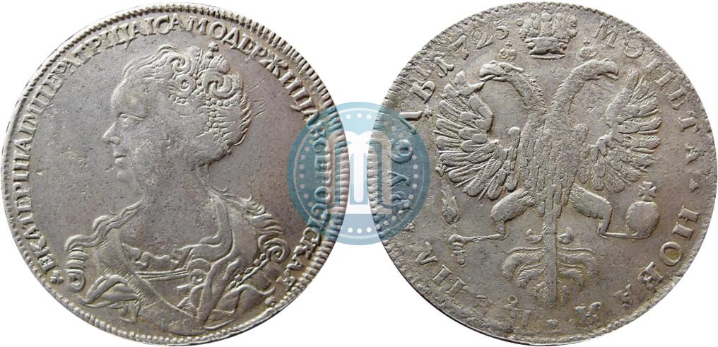 1 Rubl 1725 Goda Cena Serebryanoj Monety Ekateriny 1 Stoimost Na Aukcionah Hvost Orla Shirokij Gurt Uzorchatyj