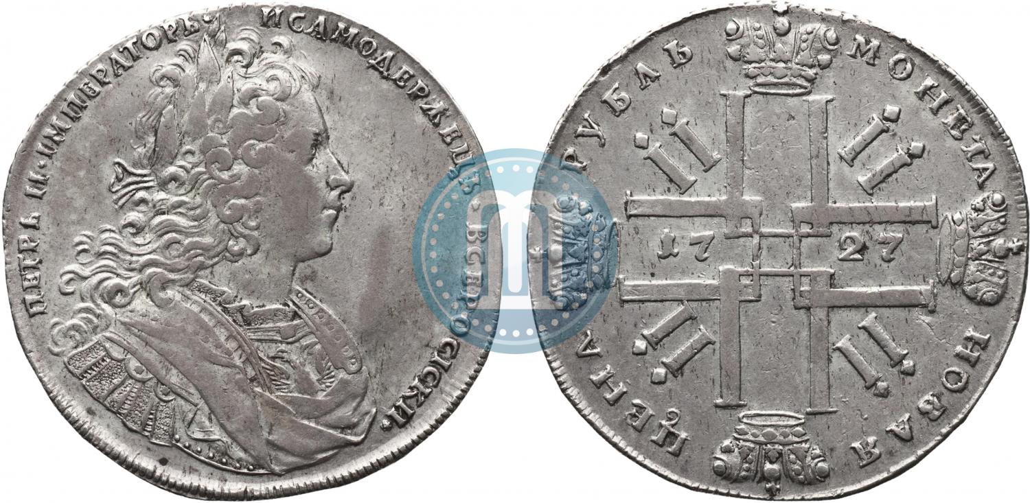1 Rubl 1727 Goda Cena Serebryanoj Monety Petra 2 Stoimost Na Aukcionah Gurt Shnur Vlevo