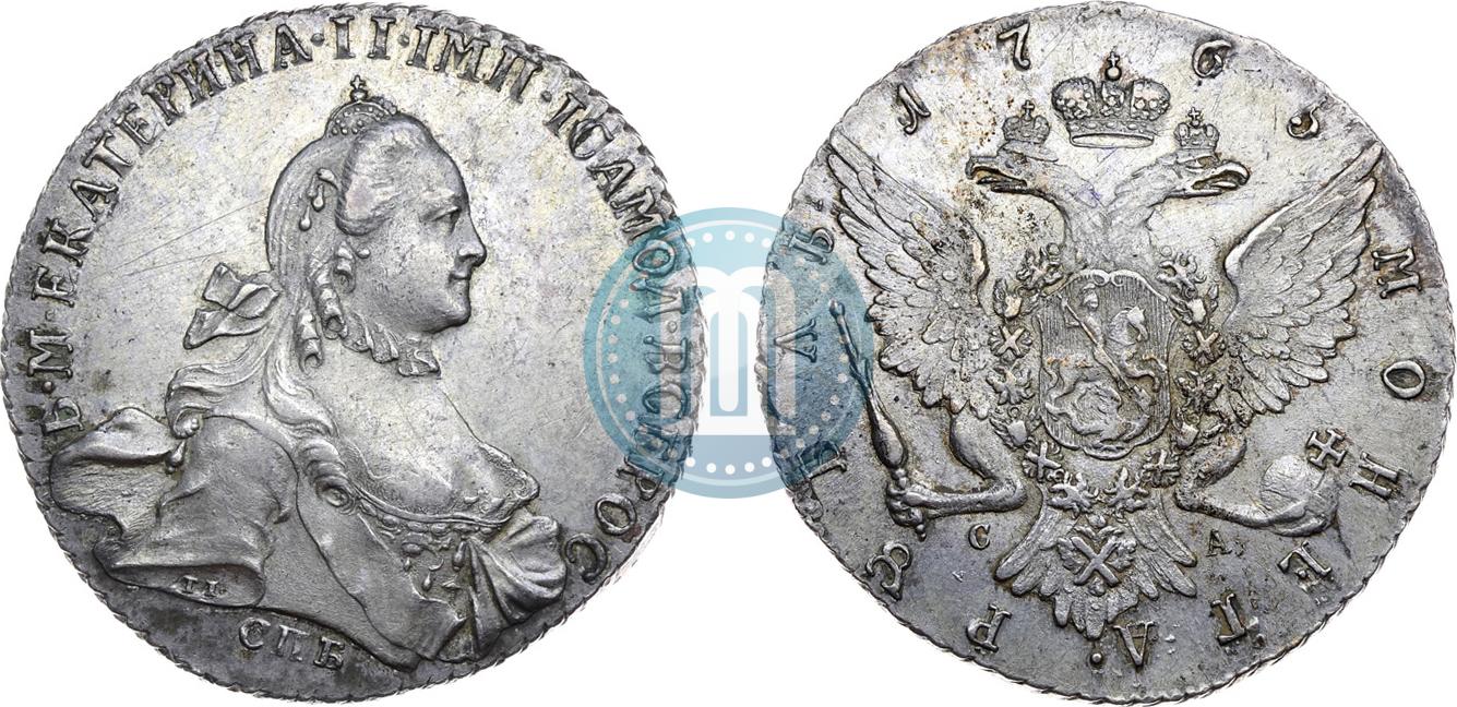 1 Rubl 1765 Goda Spb Sa Cena Serebryanoj Monety Ekateriny 2 Stoimost Na Aukcionah Gurt Shnur Vlevo
