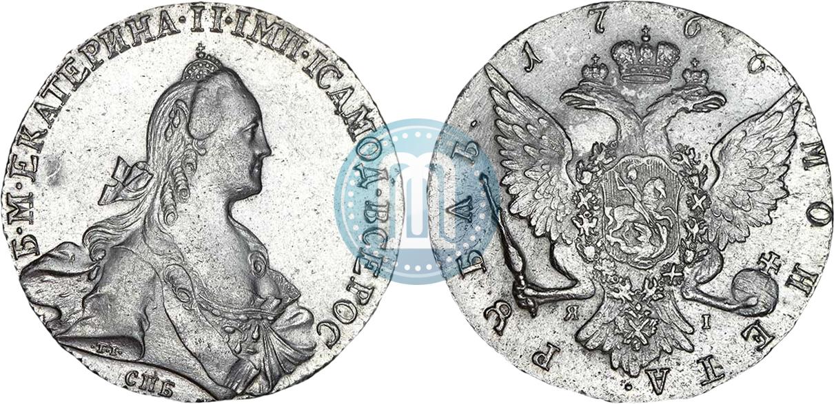 1 Rubl 1766 Goda Spb Yai Cena Serebryanoj Monety Ekateriny 2 Stoimost Na Aukcionah Gurt Shnur Vlevo