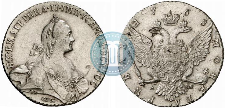 1 Rubl 1768 Goda Spb Ash Cena Serebryanoj Monety Ekateriny 2 Stoimost Na Aukcionah Obychnyj Chekan Gurt Shnur Vlevo