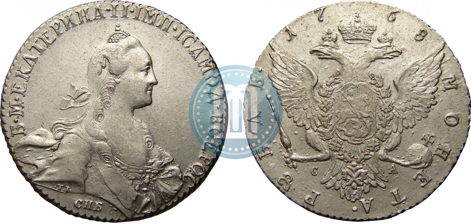 1 Rubl 1768 Goda Spb Sa Cena Serebryanoj Monety Ekateriny 2 Stoimost Na Aukcionah Gurt Shnur Vlevo