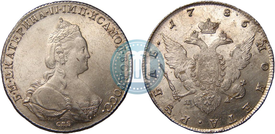 1 Rubl 1786 Goda Spb Yaa Cena Serebryanoj Monety Ekateriny 2 Stoimost Na Aukcionah Gurt Shnur Vlevo