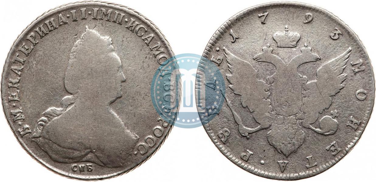1 Rubl 1793 Goda Spb Cena Serebryanoj Monety Ekateriny 2 Stoimost Na Aukcionah Gurt Shnur Vlevo