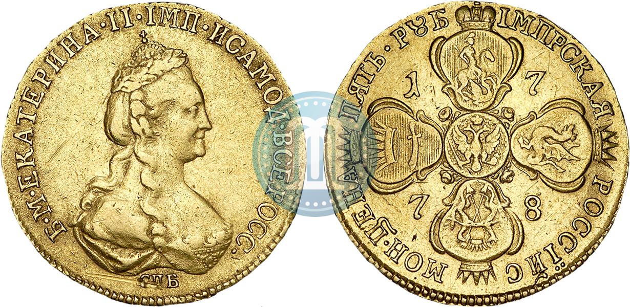 5 Rublej 1778 Goda Spb Cena Zolotoj Monety Ekateriny 2 Stoimost Na Aukcionah Gurt Shnur Vlevo