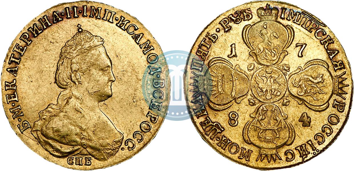5 Rublej 1784 Goda Spb Cena Zolotoj Monety Ekateriny 2 Stoimost Na Aukcionah Gurt Shnur Vlevo