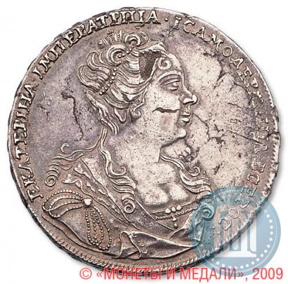 Фото 1 рубль 1726 года  "Московский тип, портрет вправо"