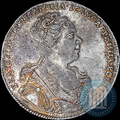 Фото 1 рубль 1727 года  "Московский тип, портрет вправо"