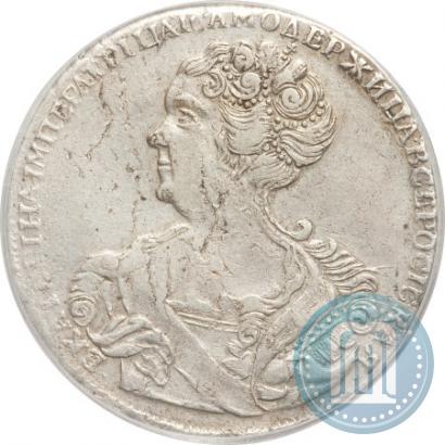 Picture 1 rouble 1725 year СПБ "Petersburg type, portrait turned to the left"