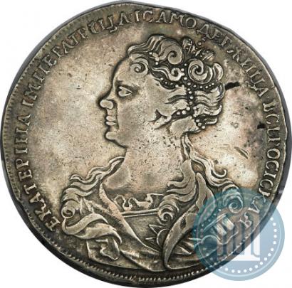 Фото 1 рубль 1725 года  "Московский тип, портрет влево"