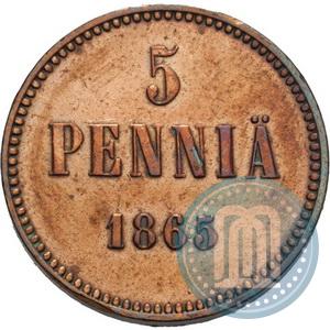 Picture 5 pennia 1865 year  