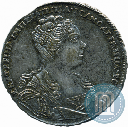 Фото 1 рубль 1727 года  "Московский тип, портрет вправо"