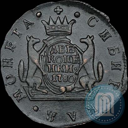 Фото 2 копейки 1780 года КМ 