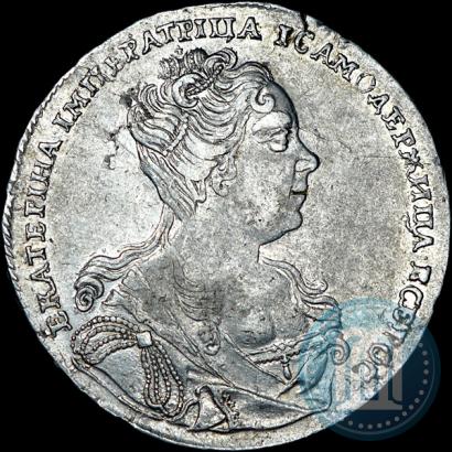 Фото 1 рубль 1727 года  "Московский тип, портрет вправо"