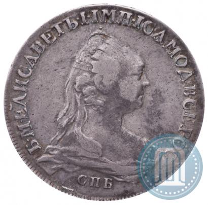 Фото 1 рубль 1757 года СПБ-ЯI "Портрет работы Ж. Дасье"