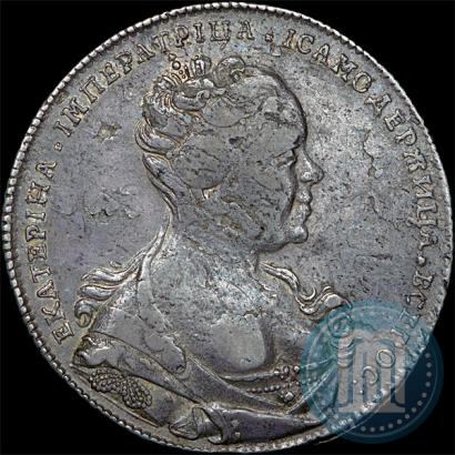 Picture 1 rouble 1727 year СПБ "Petersburg type, portrait turned to the right"