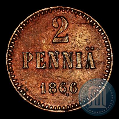 Picture 2 pennia 1866 year  "Pattern"