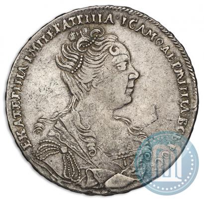 Фото 1 рубль 1727 года  "Московский тип, портрет вправо"