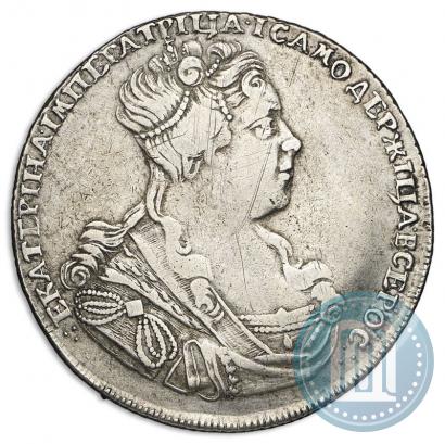 Фото 1 рубль 1727 года СПБ "Петербургский тип, портрет вправо"