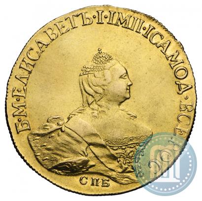 Фото 10 рублей 1757 года СПБ "Портрет работы Б. Скотта"