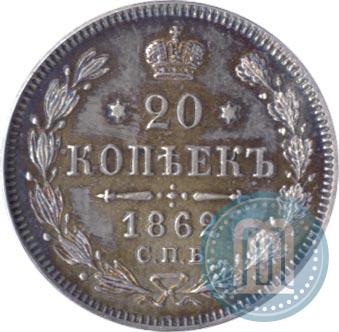 Picture 20 kopecks 1862 year СПБ-МИ 
