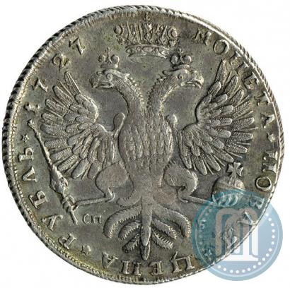 Фото 1 рубль 1727 года СПБ "Петербургский тип, портрет вправо"