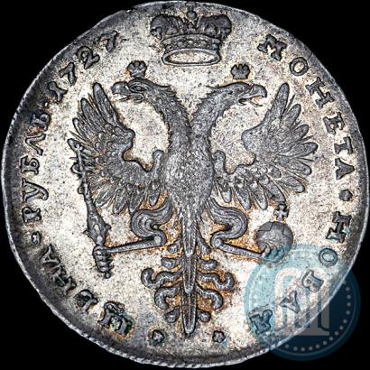 Фото 1 рубль 1727 года  "Московский тип, портрет вправо"