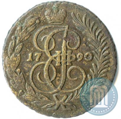 Фото 2 копейки 1790 года АМ 