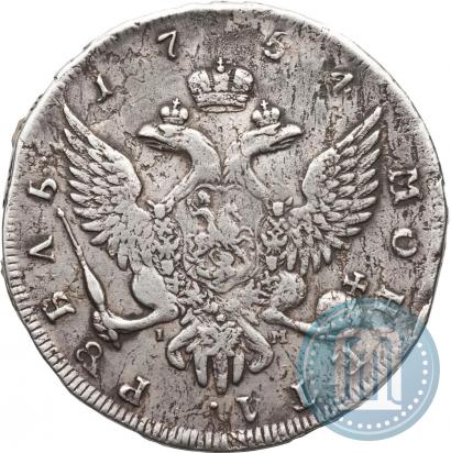 Фото 1 рубль 1754 года СПБ-IМ "Портрет работы Бенджамина Скотта"