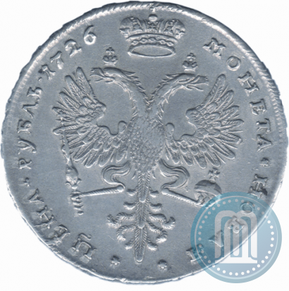 Фото 1 рубль 1726 года  "Московский тип, портрет вправо"