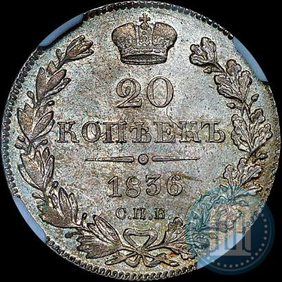 Picture 20 kopecks 1836 year СПБ-НГ 
