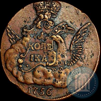Picture 1 kopeck 1756 year  