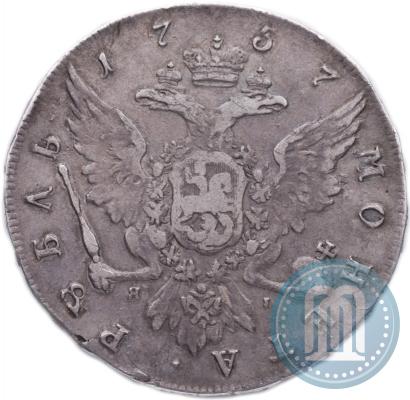 Фото 1 рубль 1757 года СПБ-ЯI "Портрет работы Ж. Дасье"