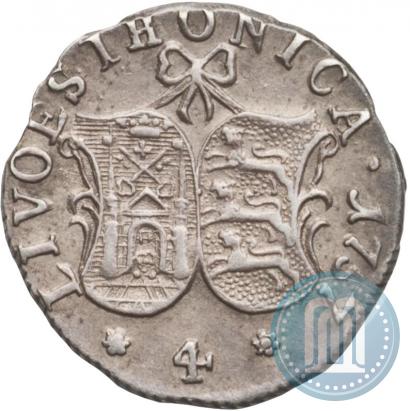 Picture 4 kopecks 1757 year  "For Livonia"