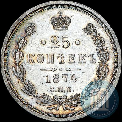 Фото 25 копеек 1874 года СПБ-НІ 