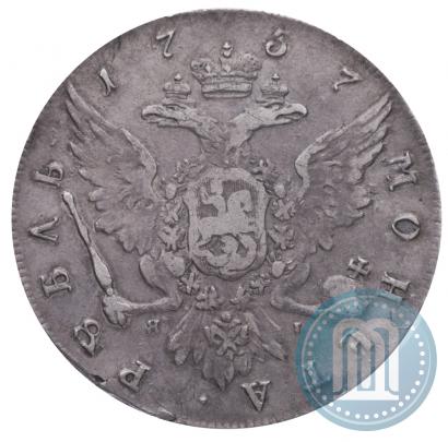 Фото 1 рубль 1757 года СПБ-ЯI "Портрет работы Ж. Дасье"